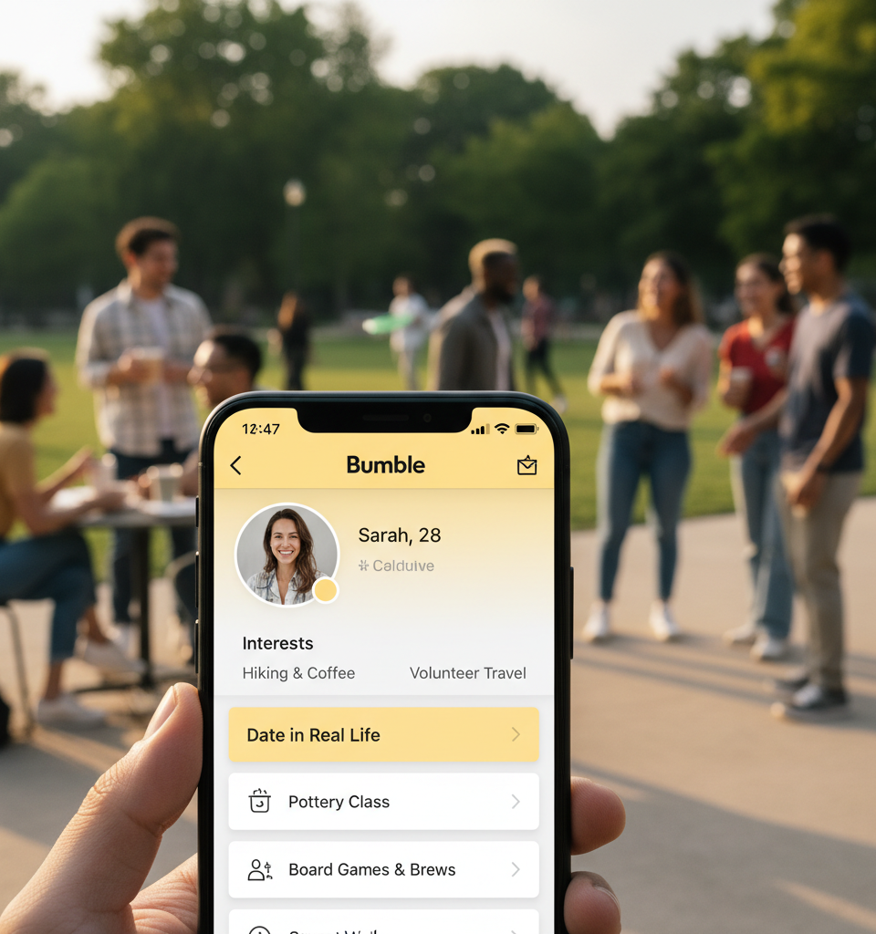 Bumble's Strategic Overhaul: Betting on Real-Life Connections Amidst Declining Paid Subscribers — AI-generated illustration