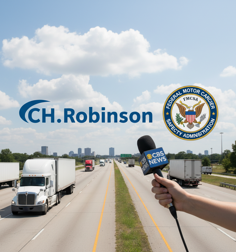 C.H. Robinson Pivots Safety Scrutiny to FMCSA After CBS Exposé — AI-generated illustration