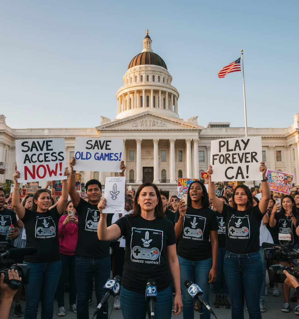 California Bill Aims to Preserve Access to Legacy Online Games, Backed by Activist Group — AI-generated illustration