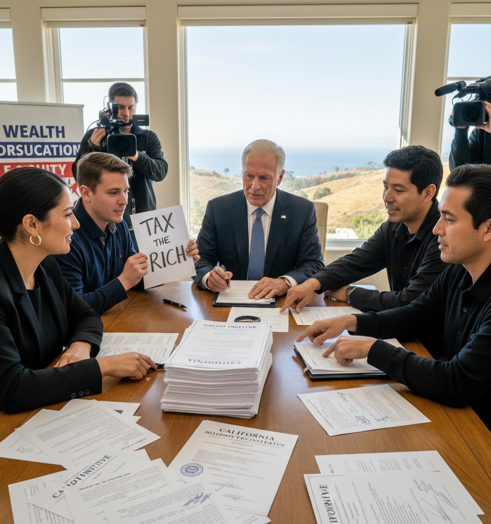 California Billionaire Tax Initiative Secures Ballot Spot, Igniting Wealth Redistribution Debate — AI-generated illustration