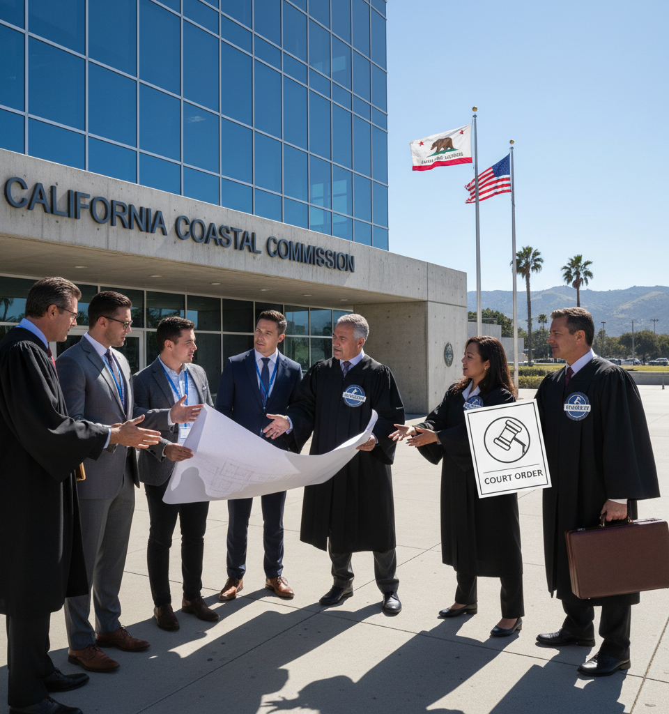 California Court Reins in Coastal Commission Over Building Permit Authority — AI-generated illustration