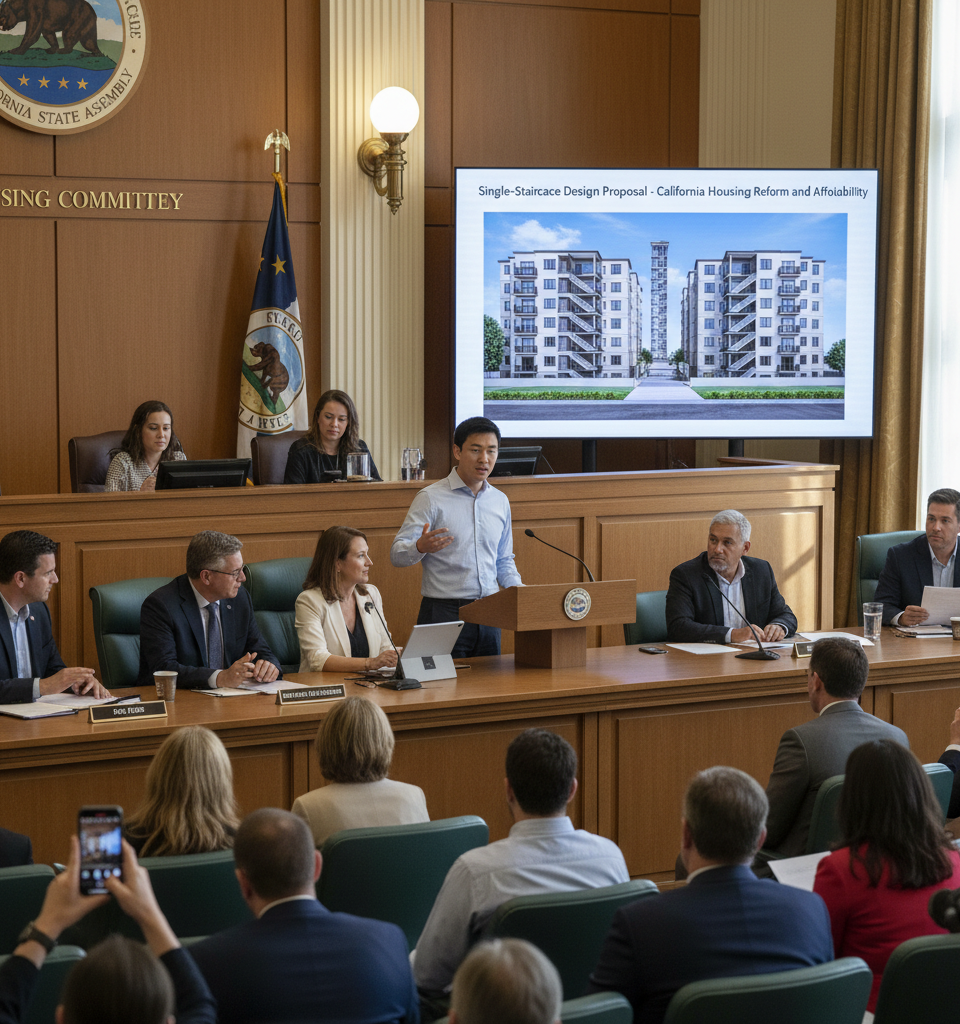 California Eyes Single-Stair Reform to Bolster Housing Supply and Affordability — AI-generated illustration