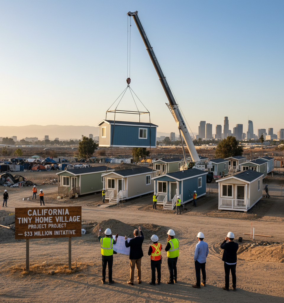 California's $33 Million Tiny Home Initiative Revives Amid Steep Homelessness Funding Cuts — AI-generated illustration