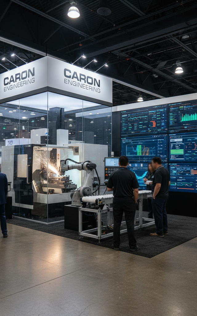 Caron Engineering to Showcase Integrated Smart Manufacturing Cell at Upcoming Exhibition — AI-generated illustration