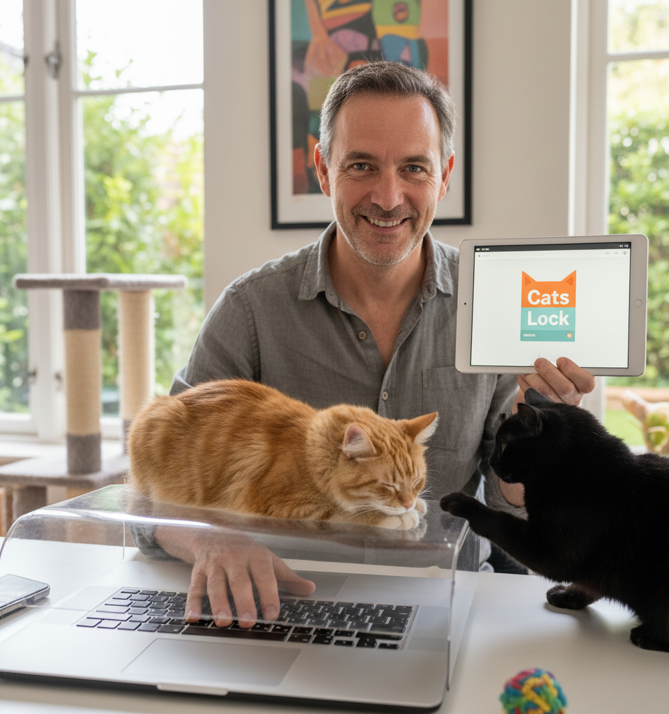 Cats Lock: New Mac App Geniusly Prevents Feline-Induced Keyboard Chaos — AI-generated illustration