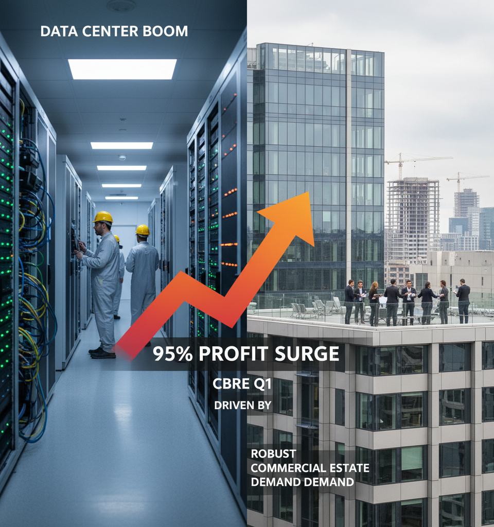 CBRE Q1 Profit Surges 95%, Driven by Data Center Boom and Robust Commercial Real Estate Demand — AI-generated illustration
