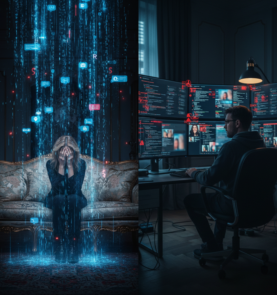 Celebrity Stalkerware Nightmare: Exposed Data Reveals Deep Intrusions, Ignites Privacy Debate — AI-generated illustration