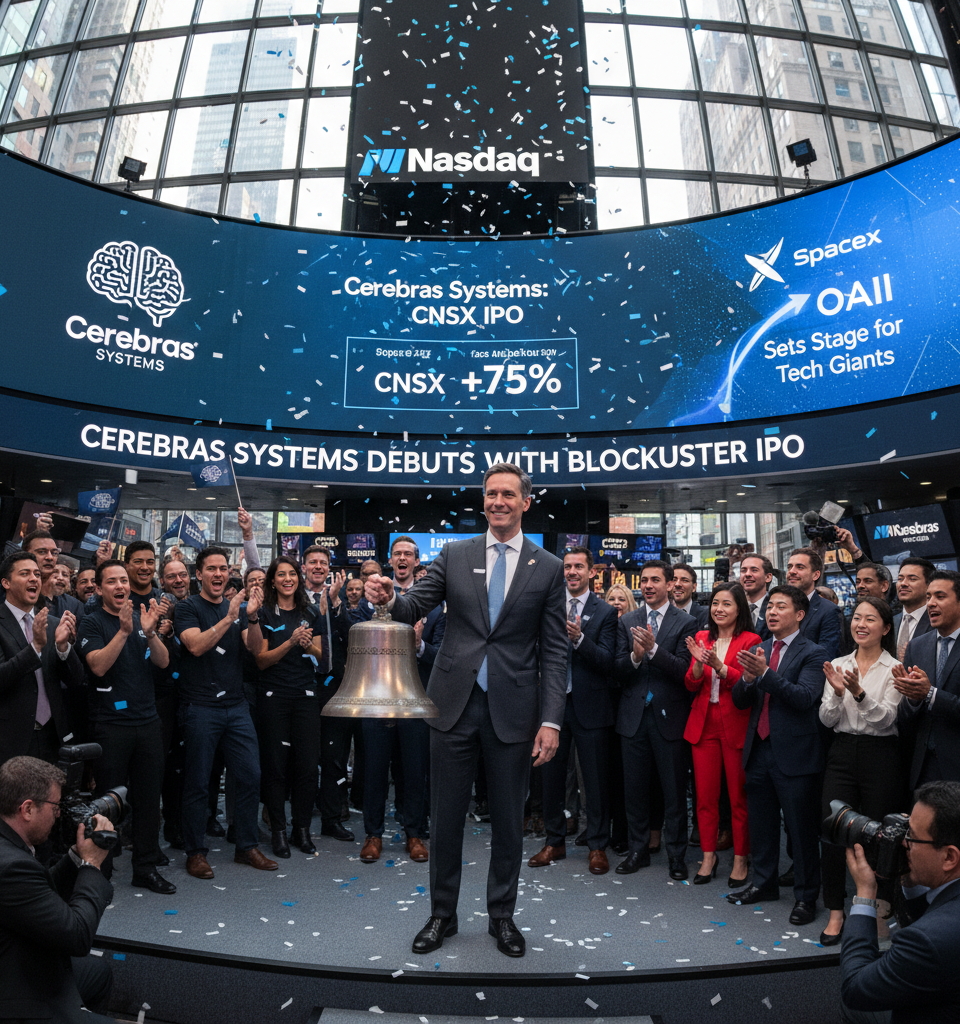 Cerebras Systems Debuts with Blockbuster IPO, Sets Stage for Tech Giants Like SpaceX and OpenAI — AI-generated illustration