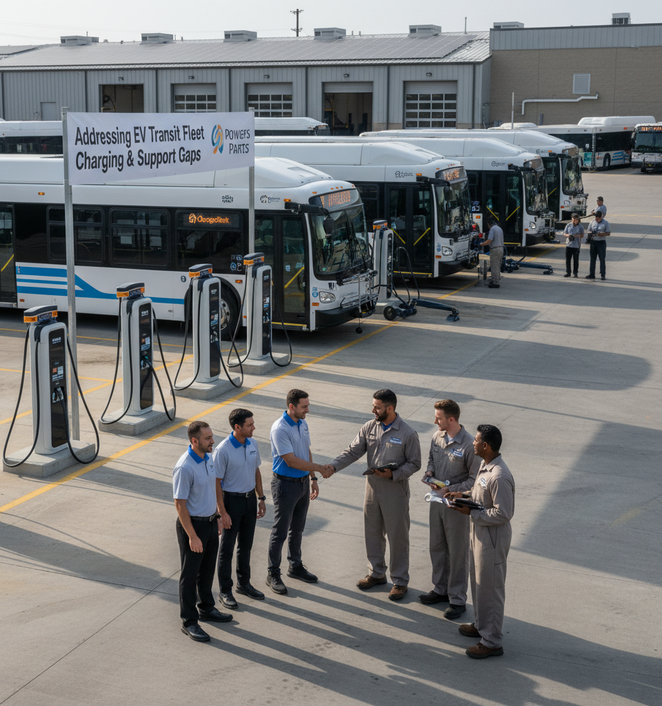 ChargePoint and Powers Parts Partner to Address EV Transit Fleet Charging and Support Gaps — AI-generated illustration