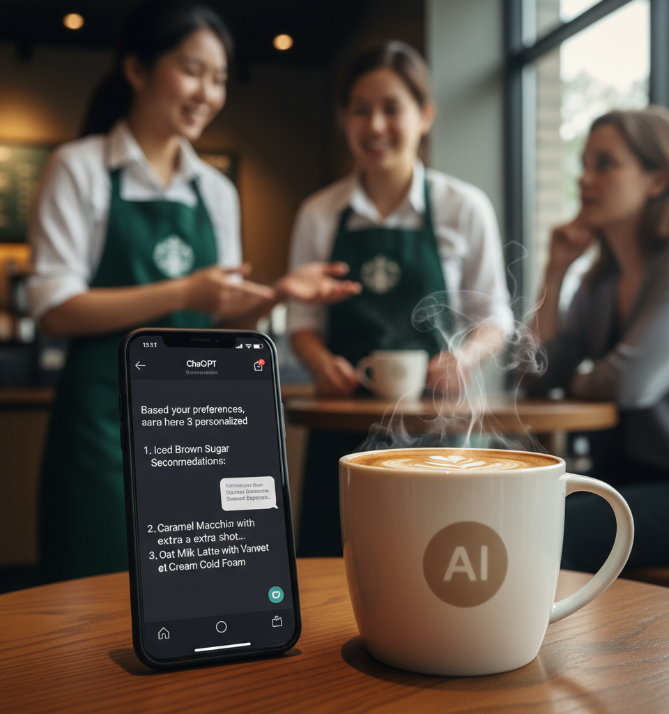 ChatGPT Brews Up a New Role: AI-Powered Starbucks Order Personalization Takes Center Stage — AI-generated illustration