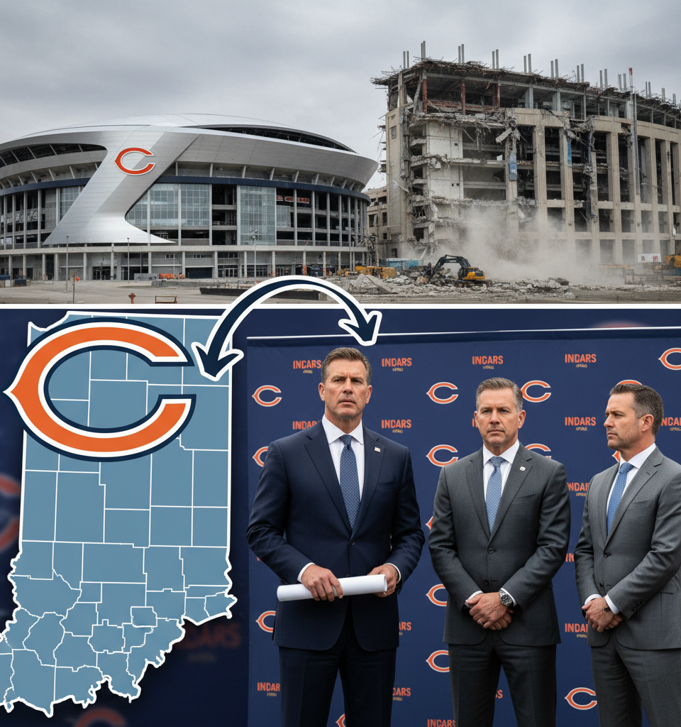 Chicago Bears Announce Shock Move to Indiana for New Stadium Development — AI-generated illustration