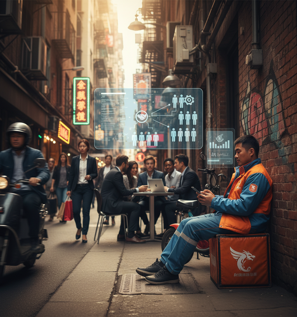 China Mandates Gig Worker Protections: Algorithms Face Collective Bargaining — AI-generated illustration
