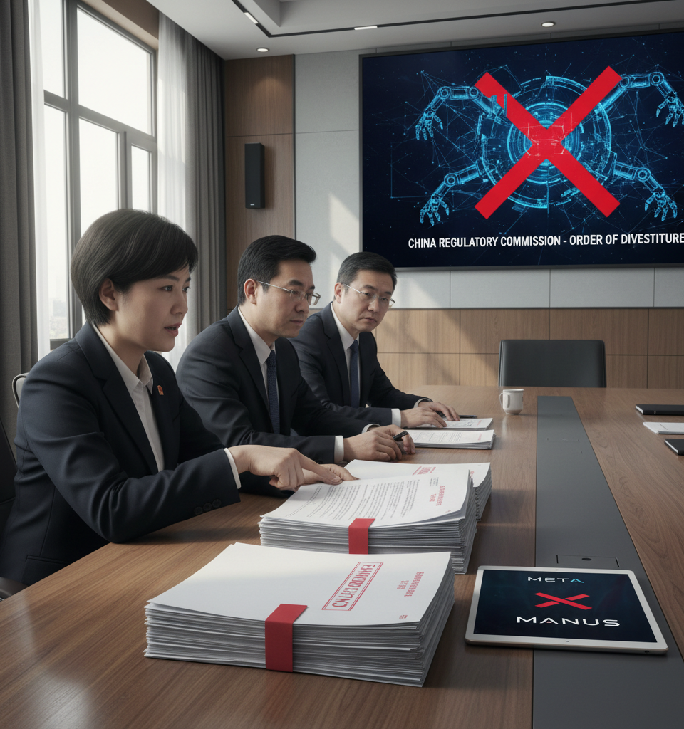 China Orders Meta to Divest Manus Acquisition, Disrupting AI Ambitions — AI-generated illustration