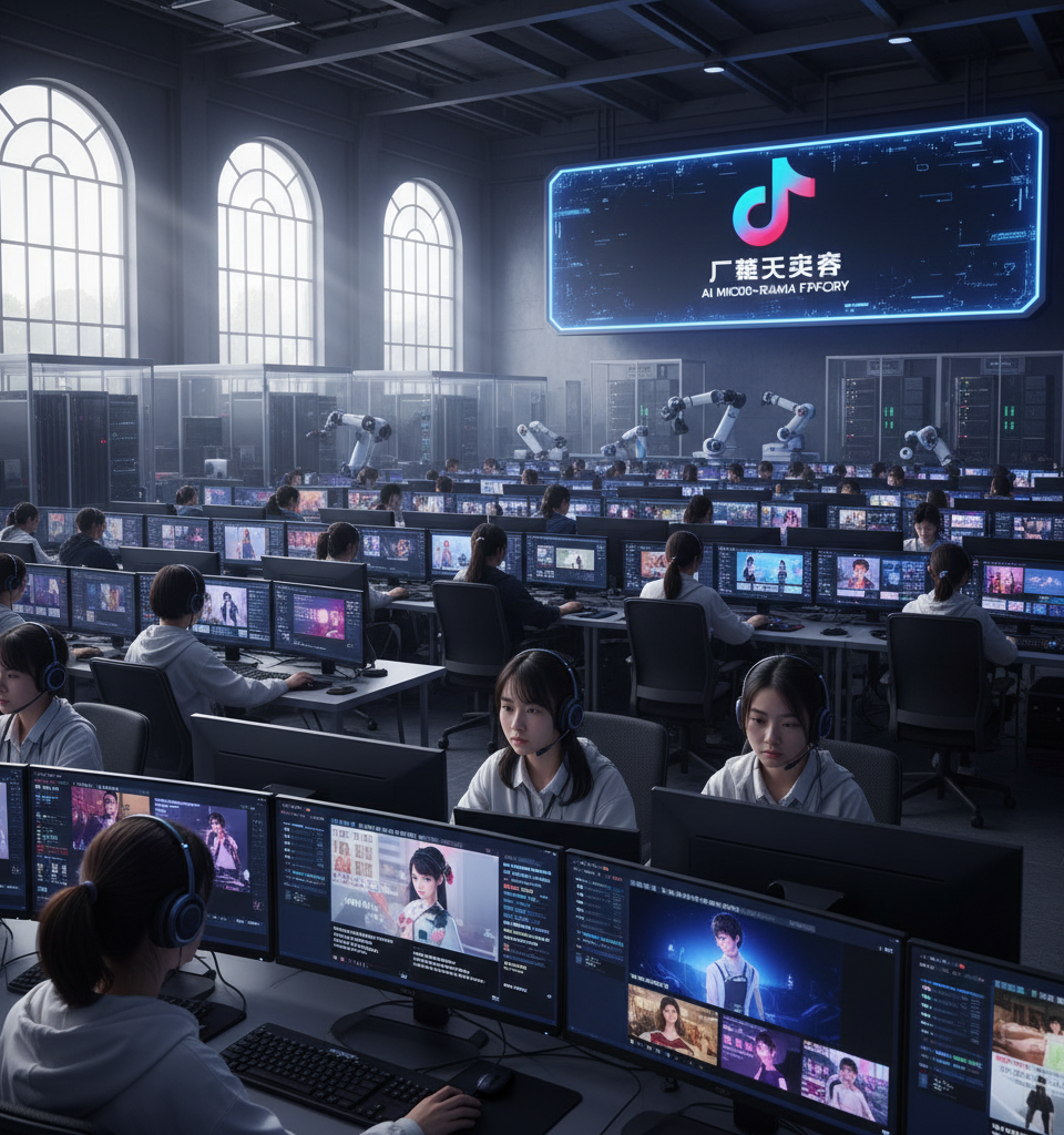 China's AI Content Factories Outpace Silicon Valley, Flooding Platforms with Micro-Dramas — AI-generated illustration
