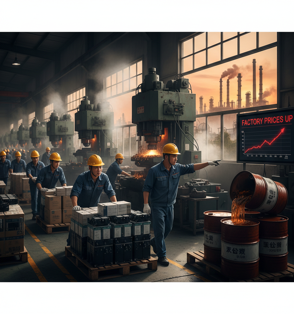 China's Factory Prices Surge as Oil Fuels Inflationary Concerns After Three-Year Slump — AI-generated illustration