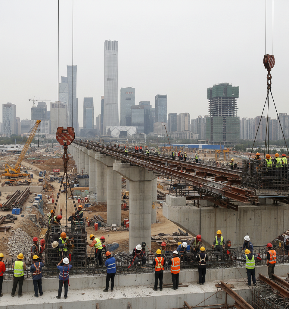 China's GDP Outpaces Forecasts, Driven by Infrastructure Amidst Housing Slump — AI-generated illustration
