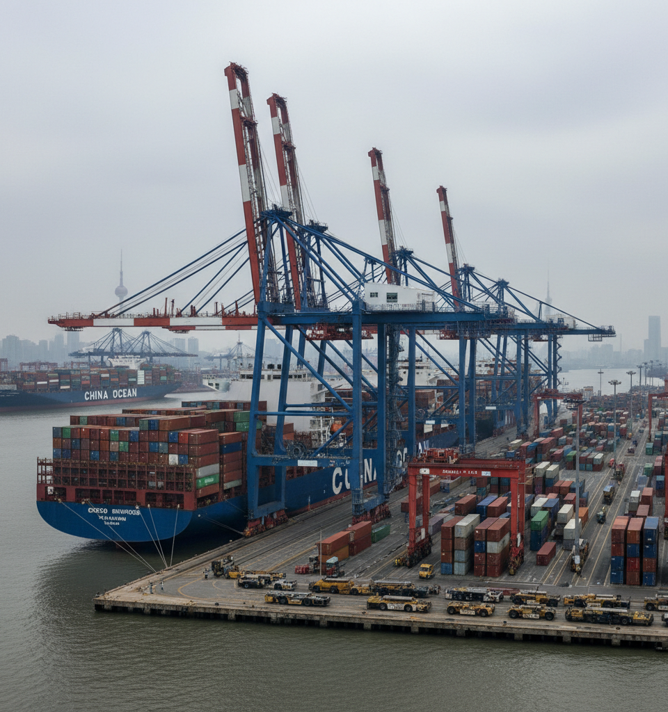 China's Trade Surplus Plummets in March Amid Export Slowdown, Import Surge — AI-generated illustration