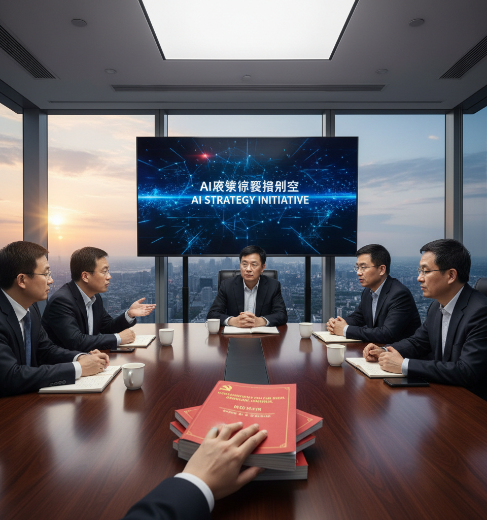 China Signals Major Policy Shift for Tech Giants: Focus on AI Over Price Wars — AI-generated illustration