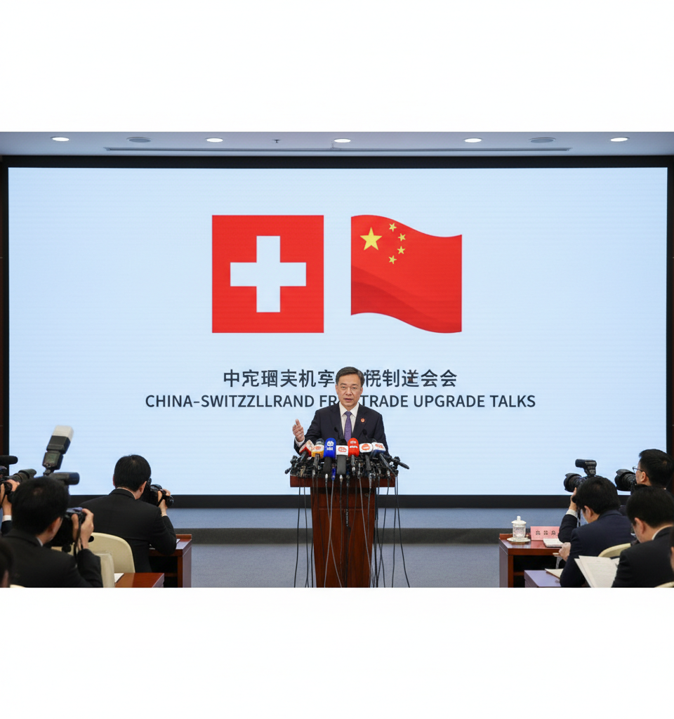 China Signals Readiness to Expedite Switzerland Free Trade Agreement Upgrade Talks — AI-generated illustration