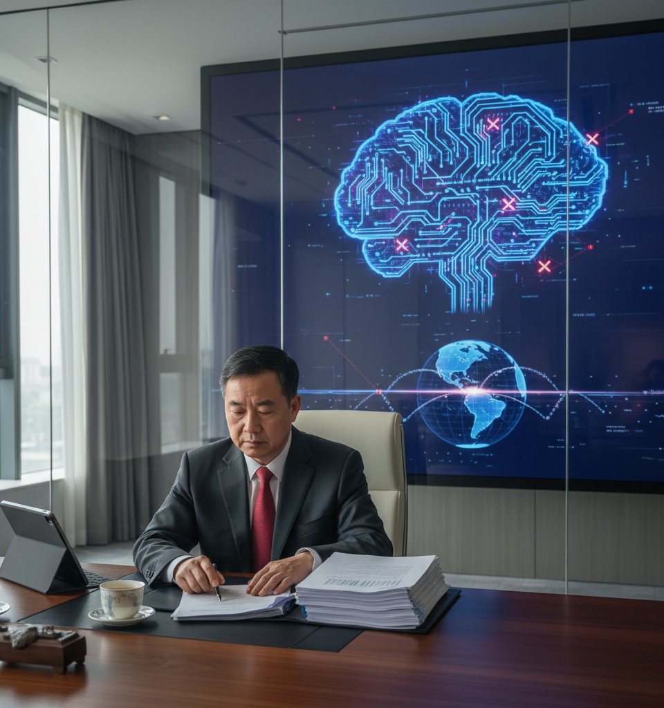 China to Block US Investment in AI: Escalating Tech War Beyond Chips — AI-generated illustration
