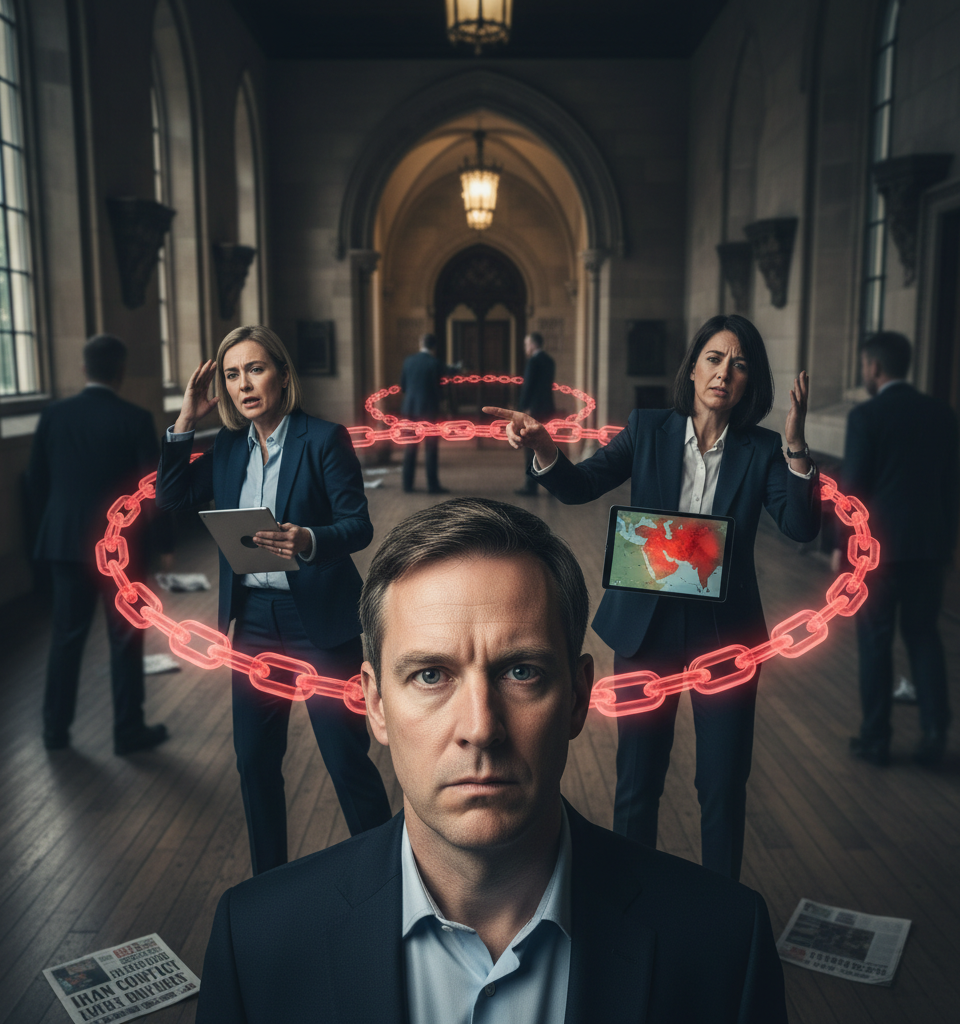 Chris Mason: Iran war has trapped Labour in a vicious circle — AI-generated illustration