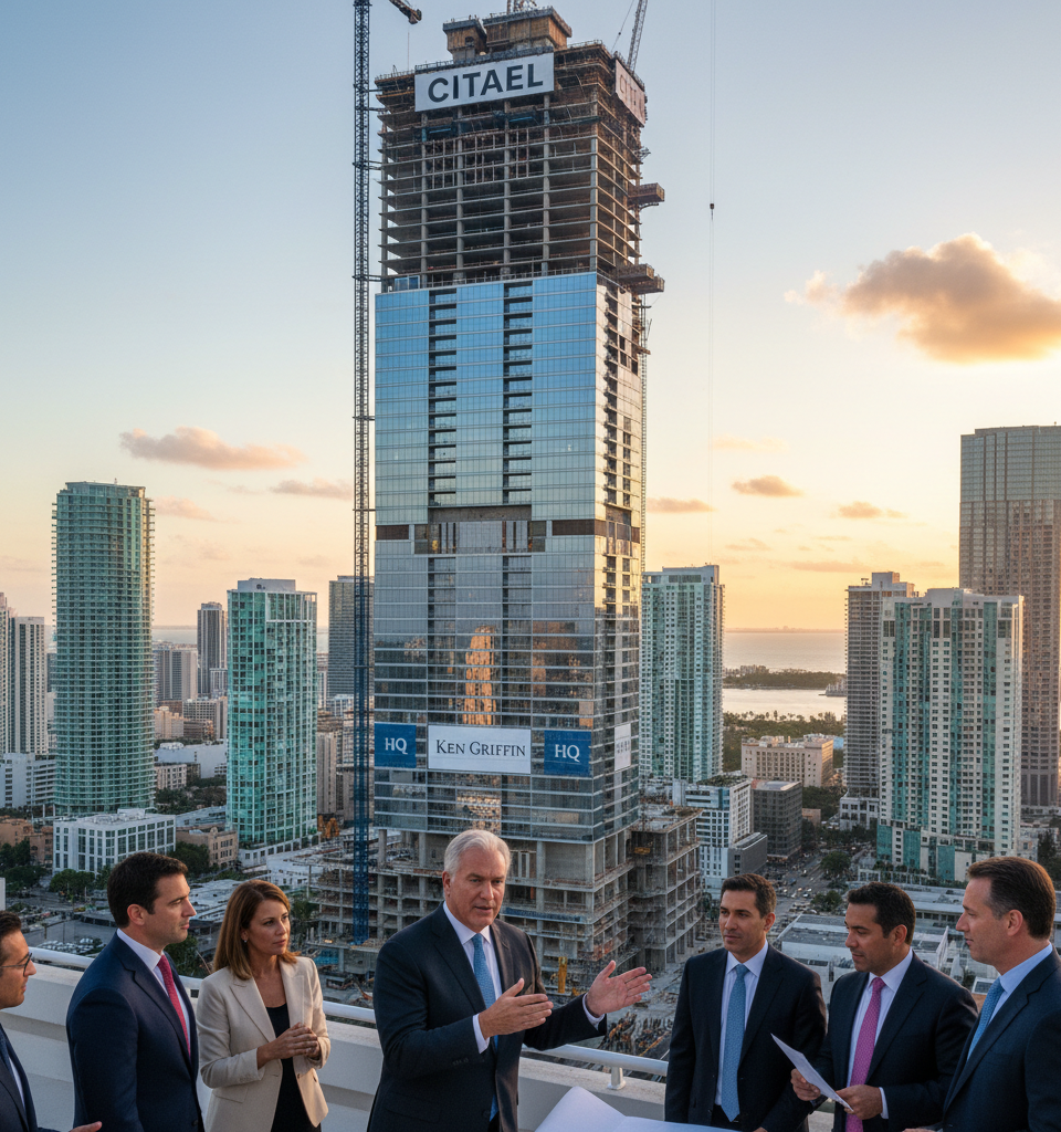 Citadel Poised to Occupy Substantial Portion of Ken Griffin's Miami HQ Tower — AI-generated illustration