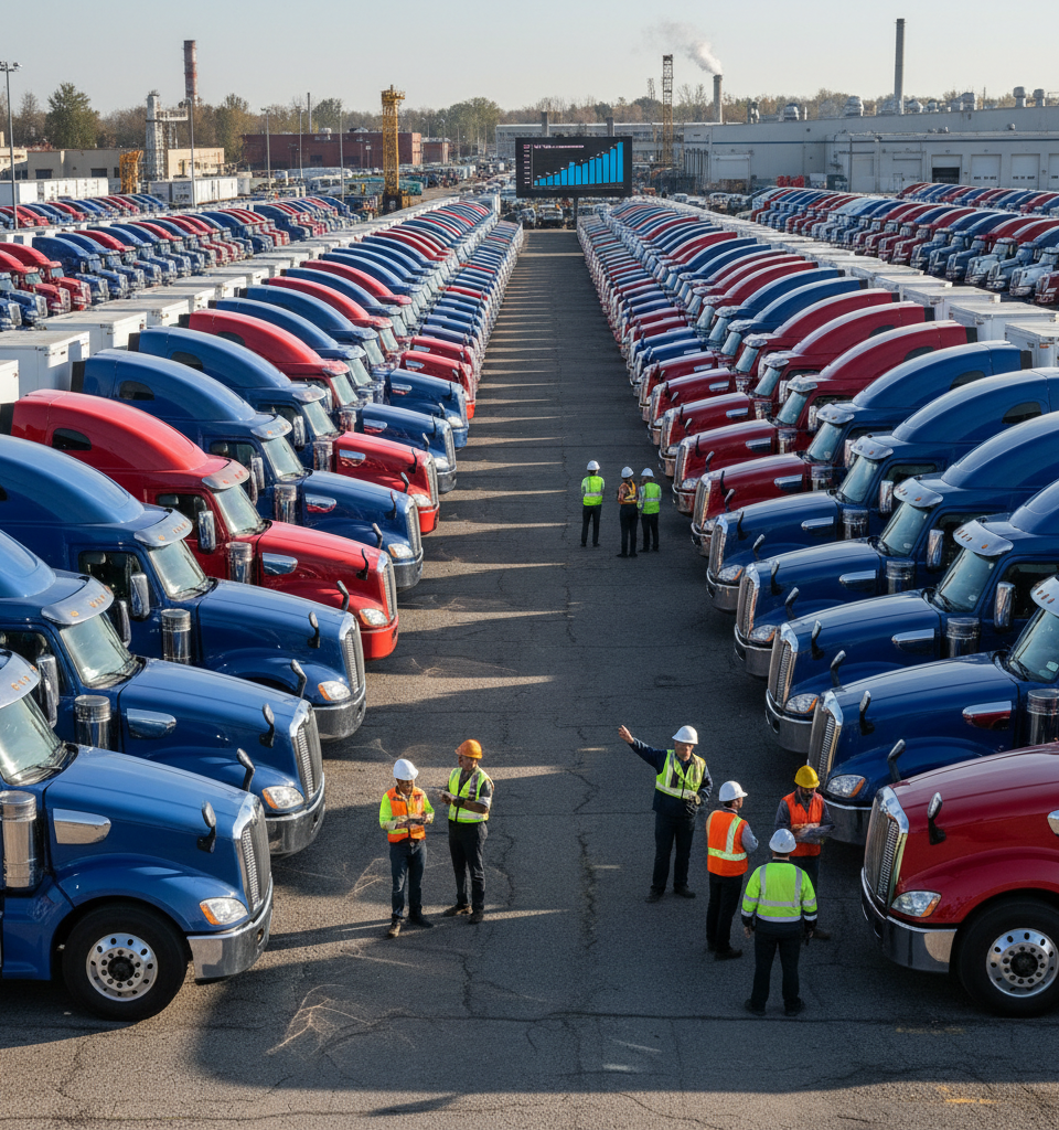 Class 8 Truck Orders Surge Amid Robust Freight Market and Capacity Shortages — AI-generated illustration