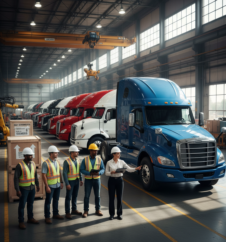 Class 8 Truck Orders Surge in May, Extending Rebound — AI-generated illustration