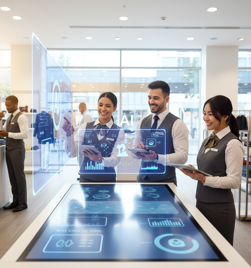 Closing the Associate Gap: How Store Staff Drive AI ROI in Retail CX — AI-generated illustration