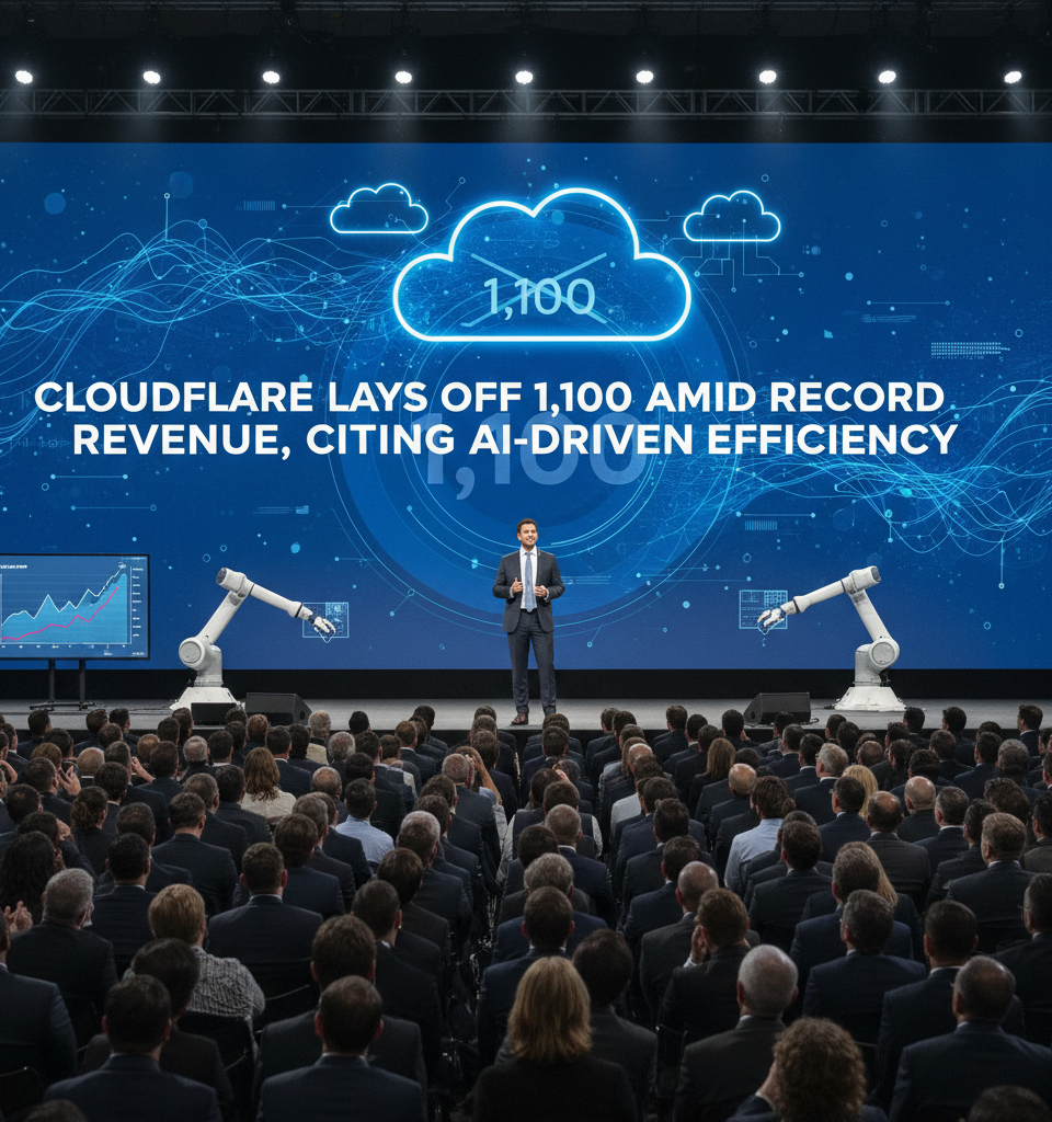 Cloudflare Lays Off 1,100 Amid Record Revenue, Citing AI-Driven Efficiency — AI-generated illustration