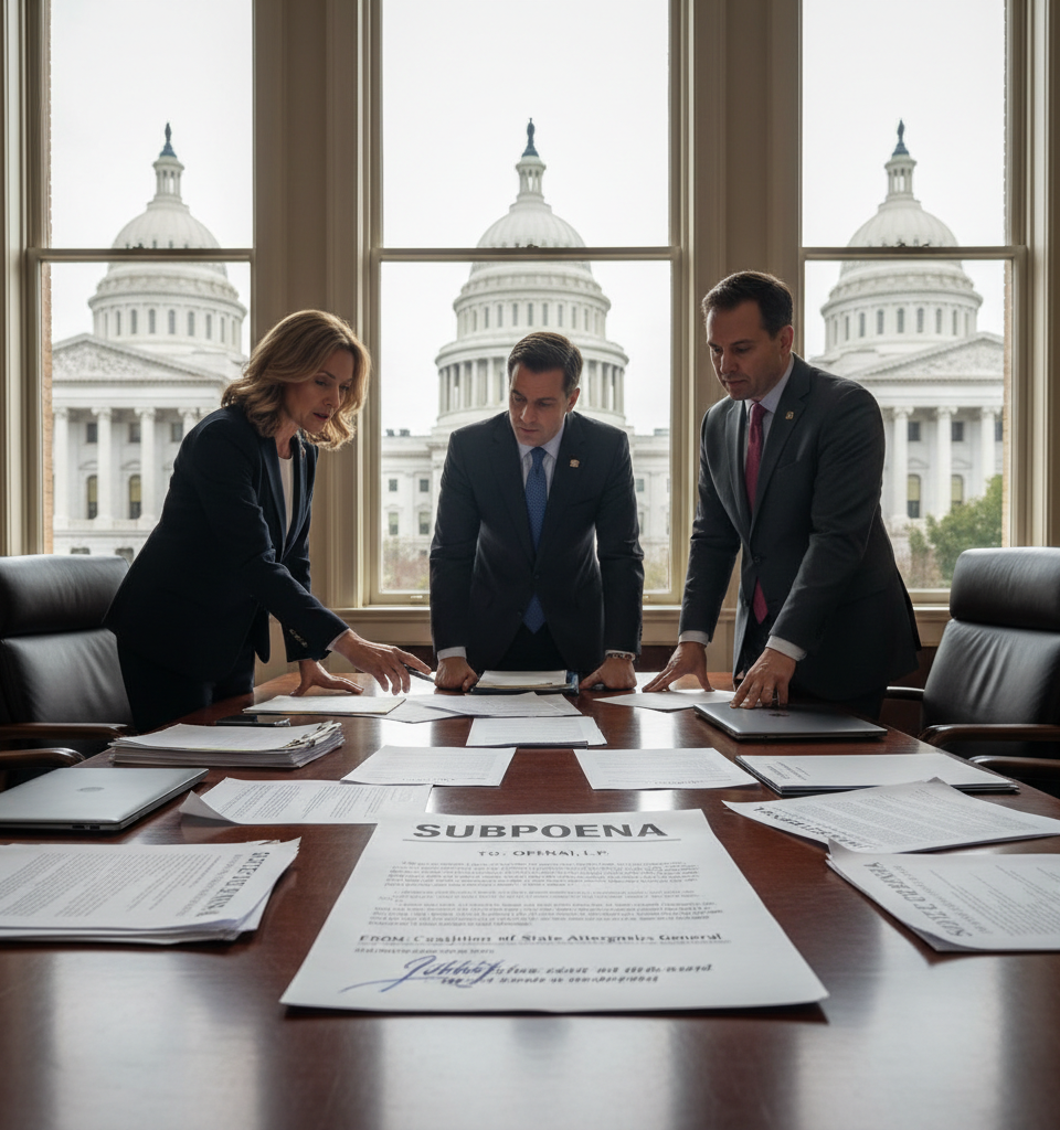 Coalition of State Attorneys General Launch Investigation into OpenAI — AI-generated illustration