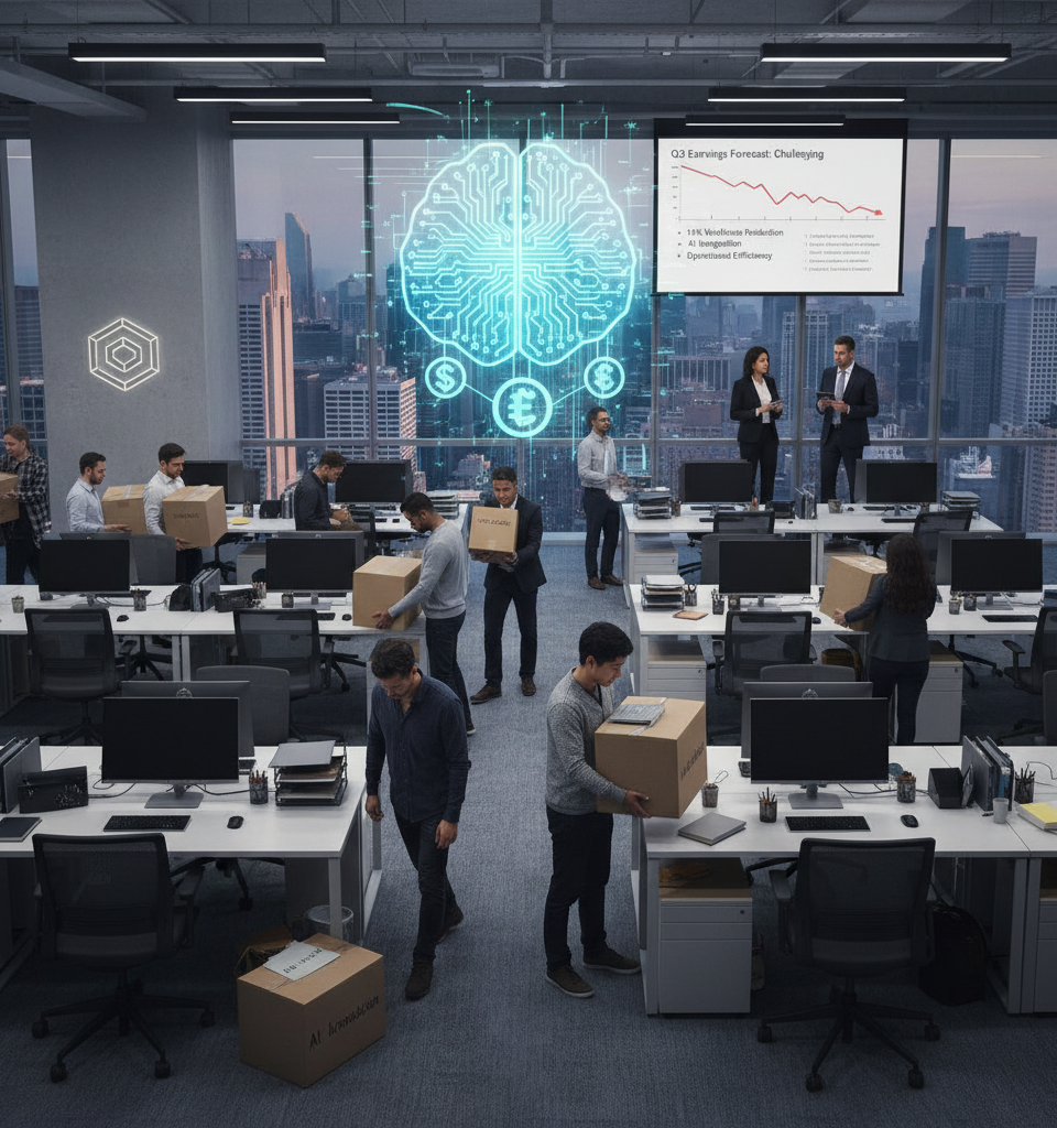 Coinbase Cuts 14% Workforce Citing AI, Not Just Crypto Downturn, Ahead of Dire Earnings — AI-generated illustration