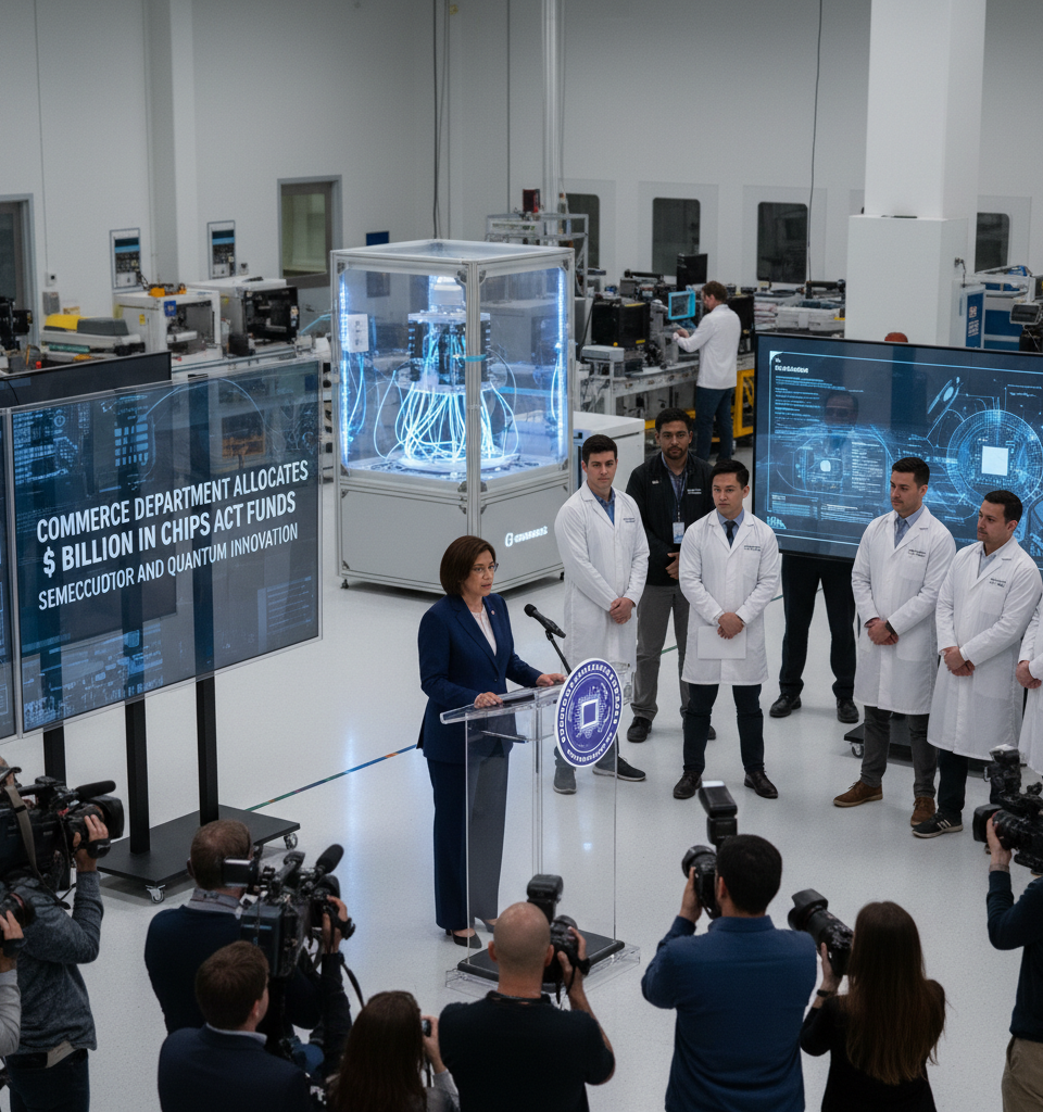 Commerce Department allocates $2 Billion in CHIPS Act Funds to Bolster Semiconductor and Quantum Innovation — AI-generated illustration