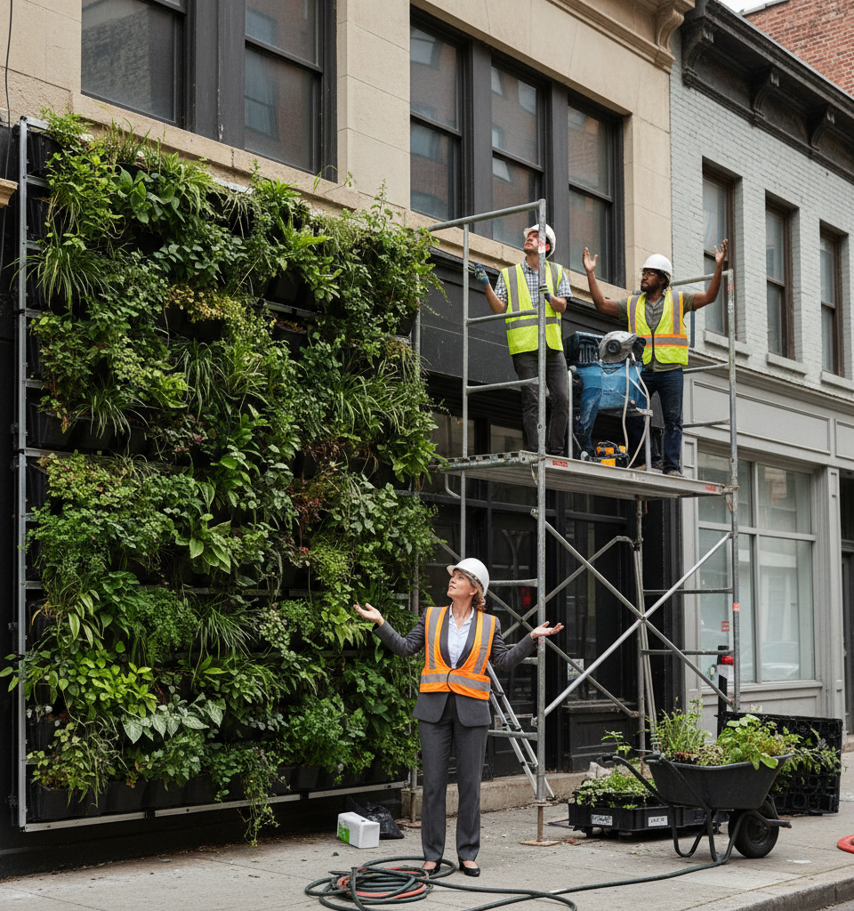 Commercial Property Owners Hit 'Green Wall' In Sustainability Efforts — AI-generated illustration