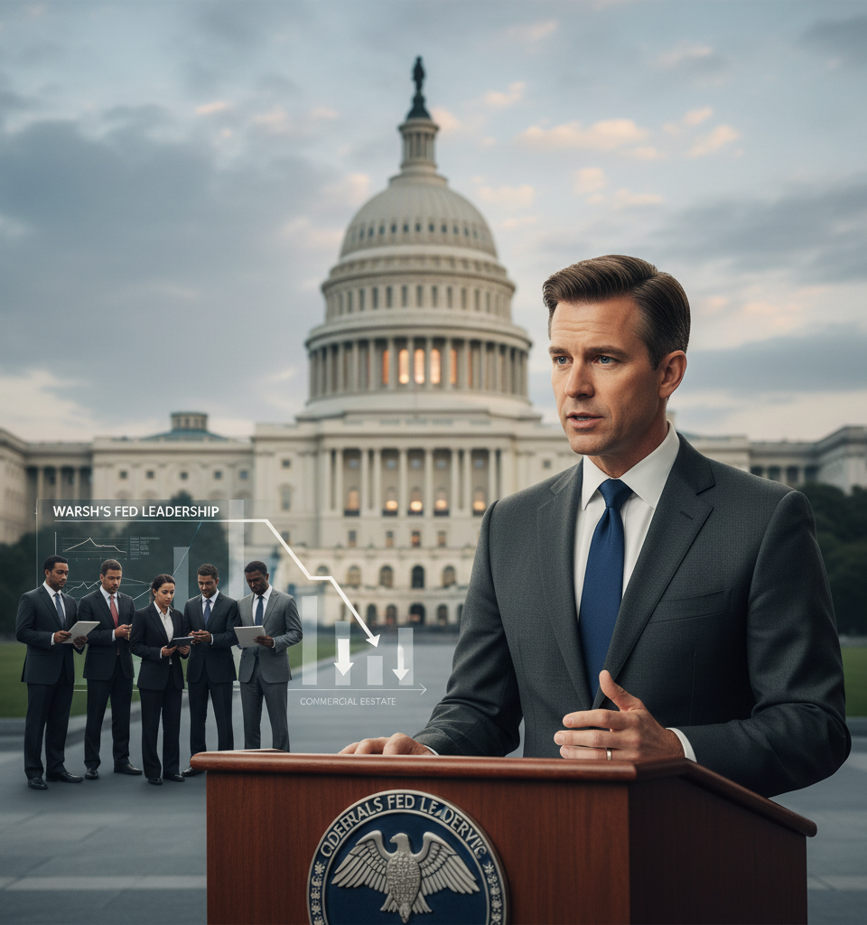 Commercial Real Estate Braces for Warsh’s Fed Leadership After Contentious Senate Nod — AI-generated illustration