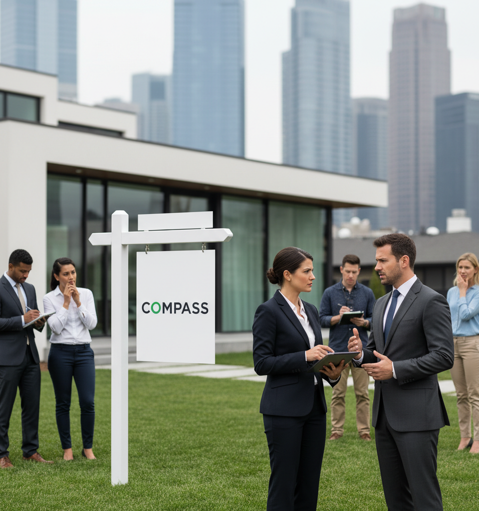 Compass Under Scrutiny: Private Listings and Dual Agency Practices Raise Industry Concerns — AI-generated illustration