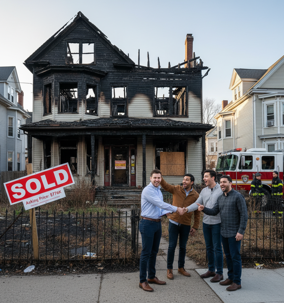 Condemned Boston Fire-Damaged Home Fetches Full Asking Price of $776K in Record Time — AI-generated illustration