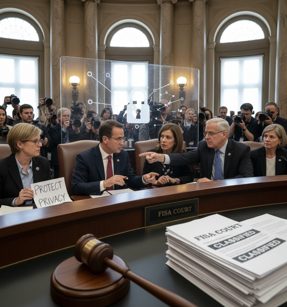Congress Grapples with Controversial FISA Renewal: Warrants, Surveillance, and Privacy Concerns — AI-generated illustration