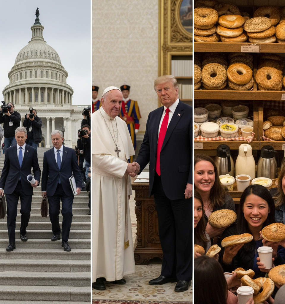 Congressional Shifts & Papal Diplomatic Tensions: A Week of Political Upheaval and Bagel Boom — AI-generated illustration