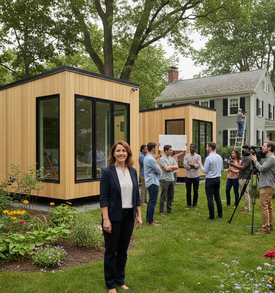 Connecticut Nanny Utilizes Affordable Housing Law for Backyard Apartments, Sparking Local Debate — AI-generated illustration