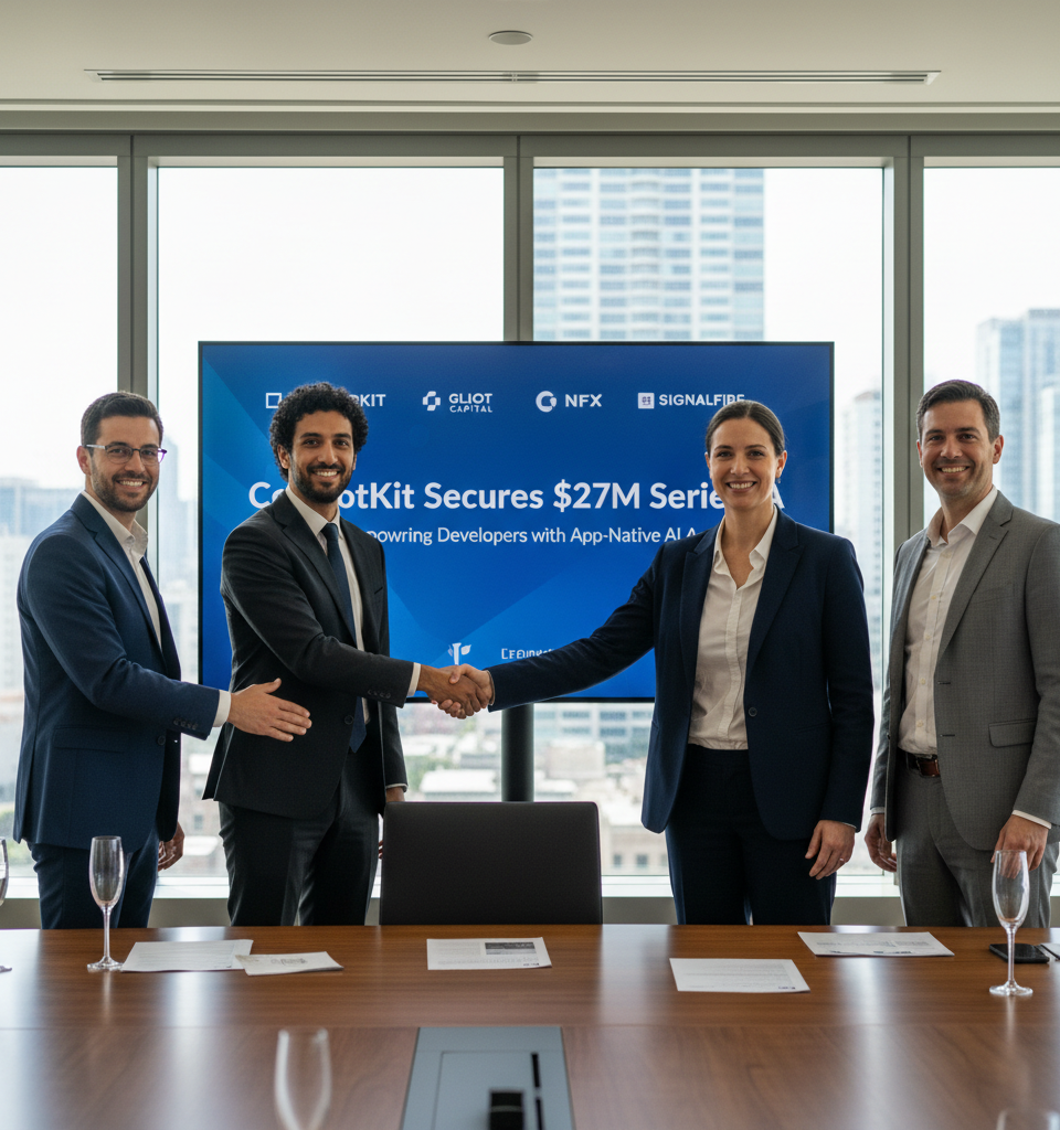 CopilotKit Secures $27M Series A to Empower Developers with App-Native AI Agents — AI-generated illustration