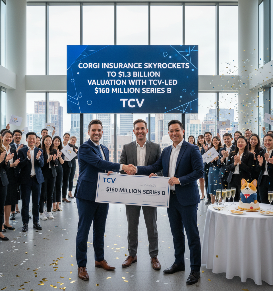 Corgi Insurance Skyrockets to $1.3 Billion Valuation with TCV-Led $160 Million Series B — AI-generated illustration