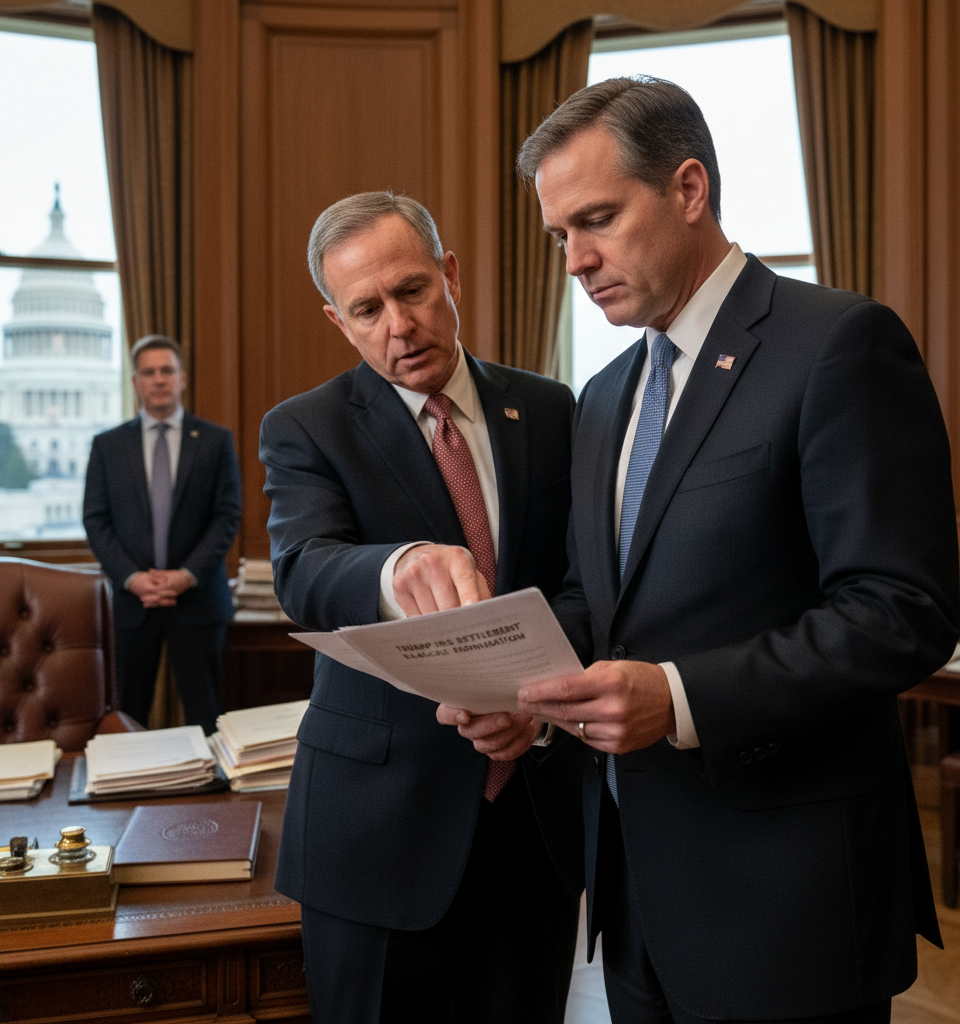 Cornyn and Tillis Threaten Blanche Nomination Over Trump IRS Settlement Dispute — AI-generated illustration