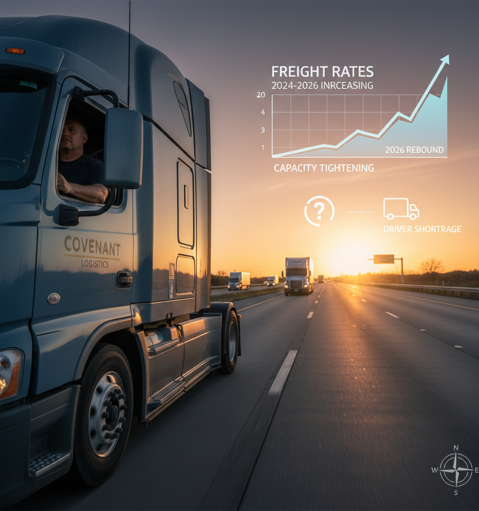 Covenant Logistics Anticipates 2026 Truckload Rebound Amidst Tightening Capacity and Rate Momentum — AI-generated illustration
