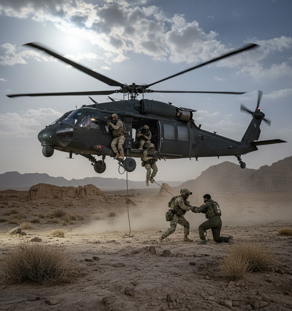 Covert Extraction in Hostile Territory: Unraveling the Rescue of a US Airman in Iran — AI-generated illustration