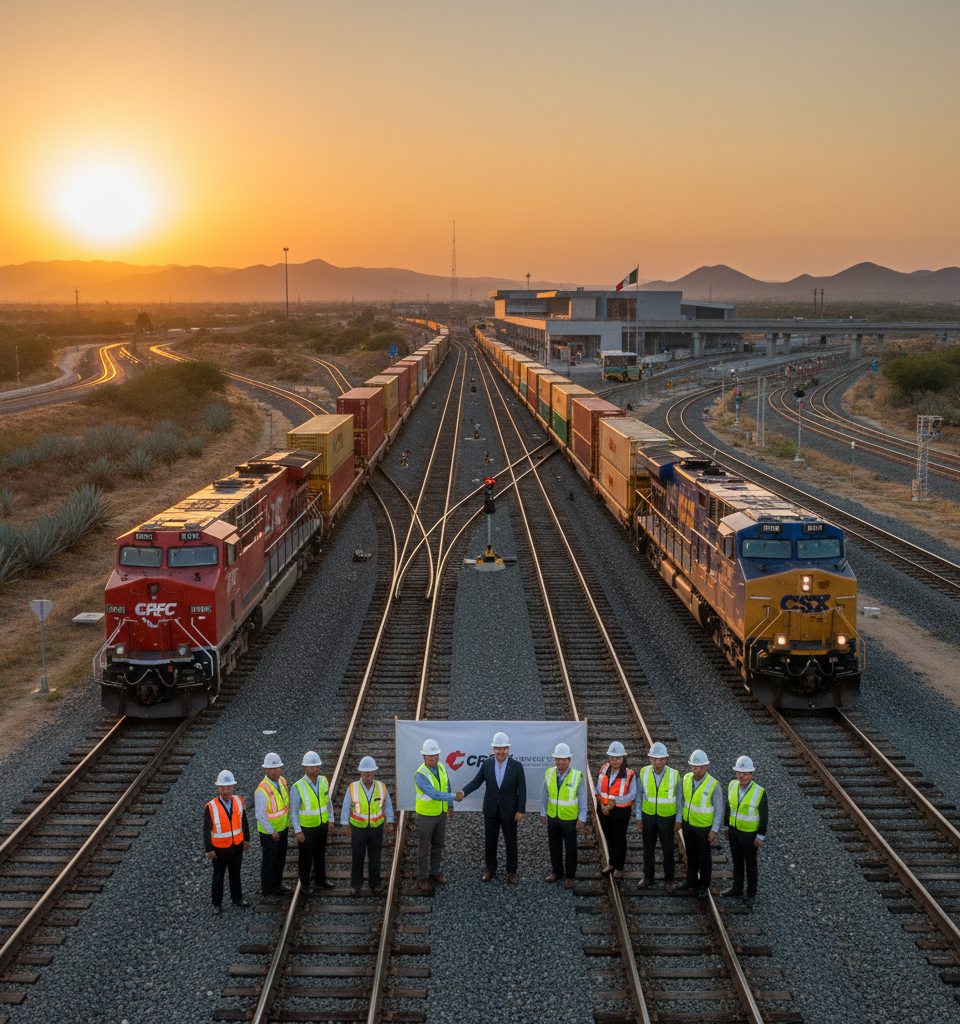 CPKC and CSX Unveil Enhanced Southeast Mexico Rail Route, Boosting Cross-Border Trade — AI-generated illustration