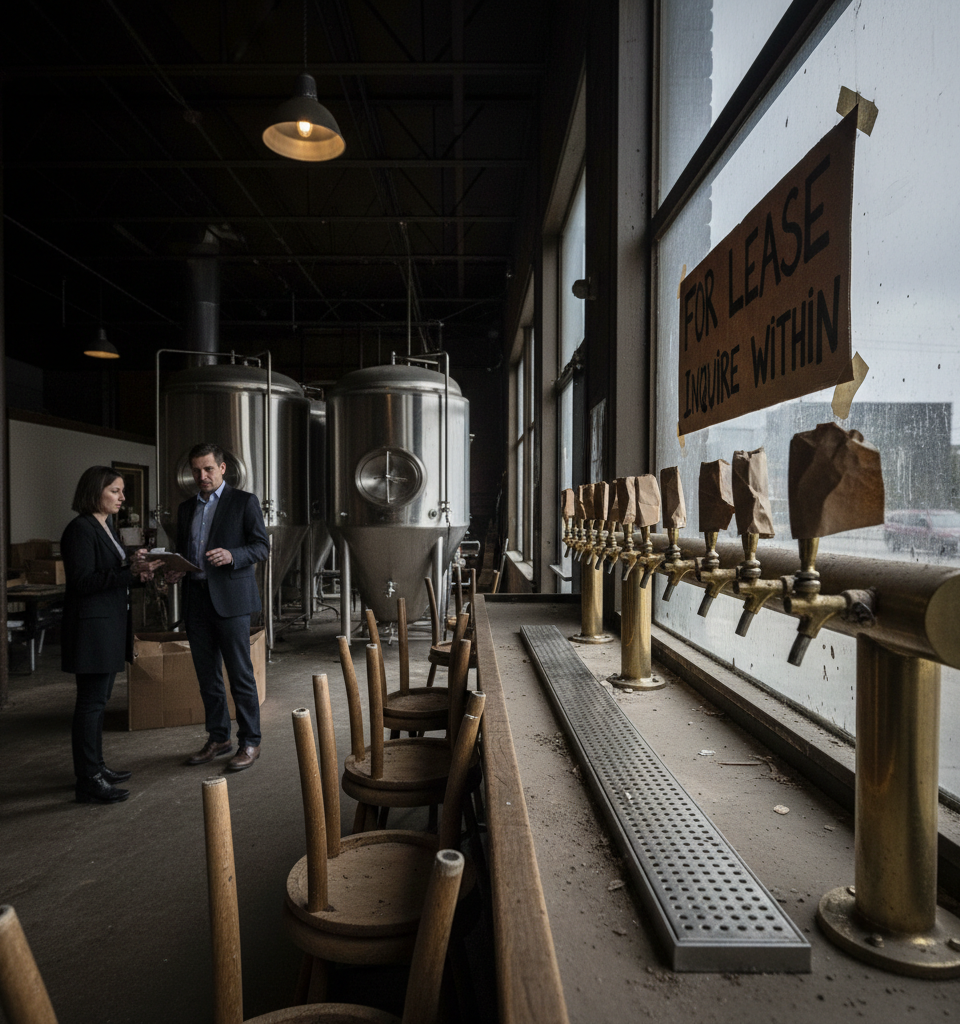 Craft Brewery Bust: Empty Taps and Hard-to-Fill Spaces as 481 U.S. Breweries Close — AI-generated illustration