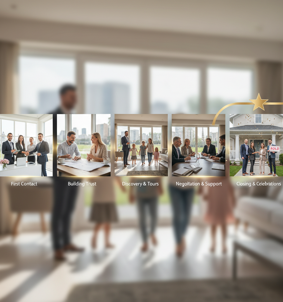 Crafting Client Loyalty: The Five-Star Journey from First Contact to Closing — AI-generated illustration