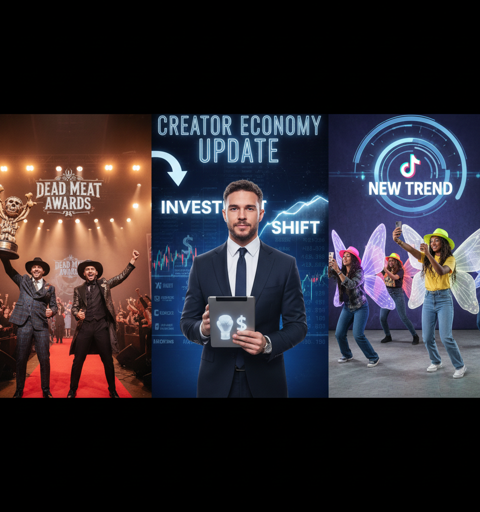 Creator Economy Update: Dead Meat Awards Go Live, Jake Paul's Investment Shift, and TikTok's New Trend — AI-generated illustration