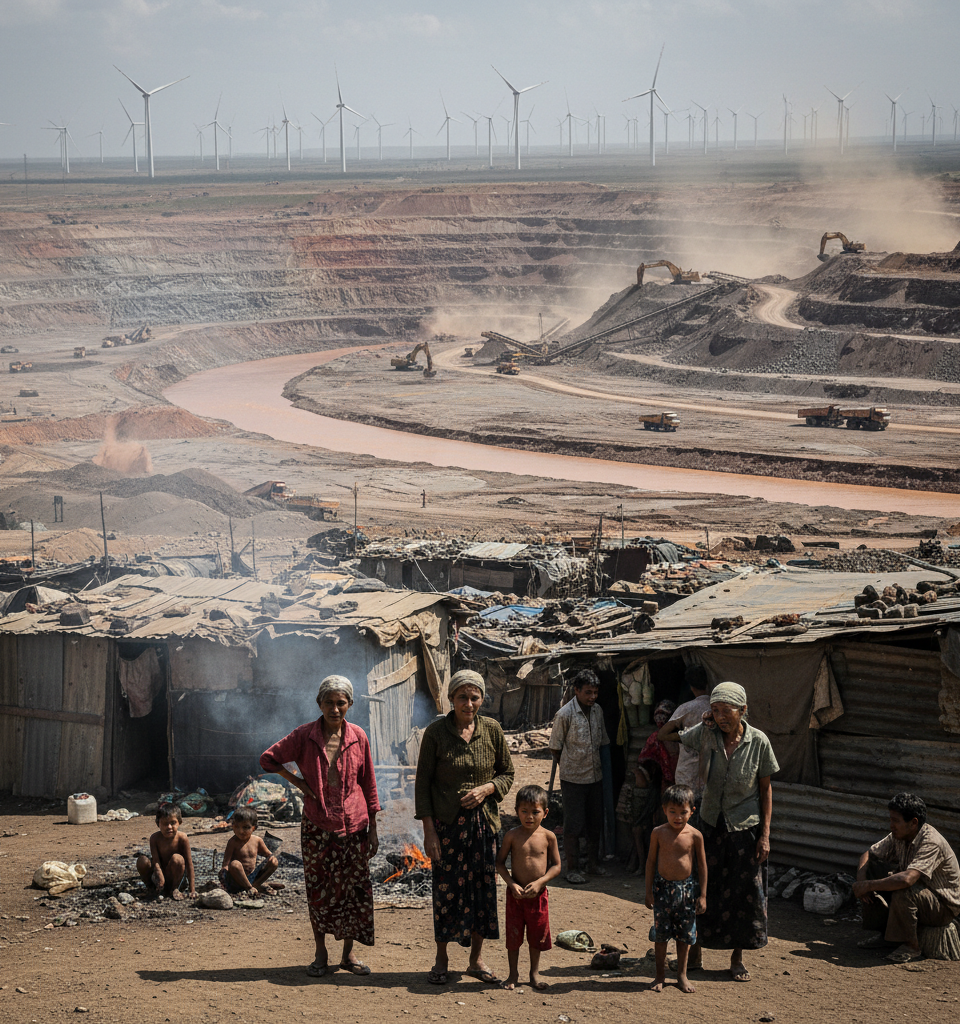 Critical Minerals Race Fuels 'Sacrifice Zones' Amid Clean Energy Push, Displacing Poorest — AI-generated illustration